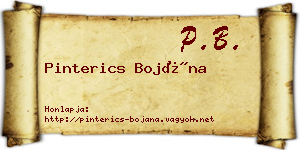 Pinterics Bojána névjegykártya